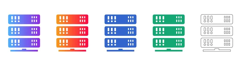 Server and Data Storage Icons Set Stock Illustration