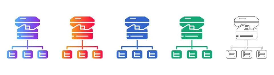 Server and Database Infrastructure Icons 库存插图