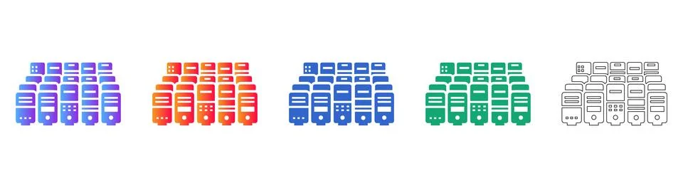 Server and Database Infrastructure Management Icons Stockillustratie