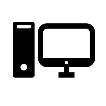 Server and desktop PC silhouette icon. Vector. Stock-Illustration
