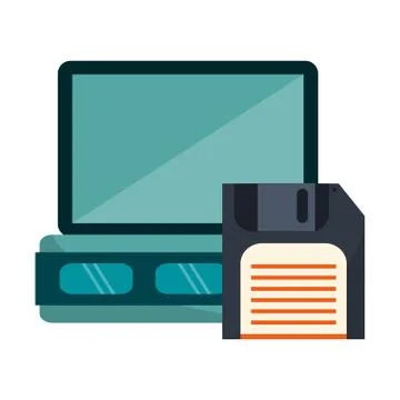 Server and diskette technology Illustrazione stock