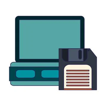 Server and diskette technology Illustrazione stock