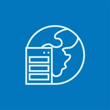 Server and globe line icon Illustrazione stock