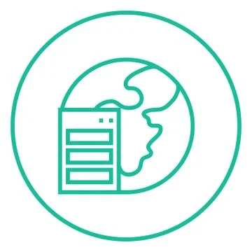 Server and globe line icon Illustrazione stock