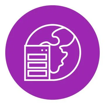 Server and globe line icon Illustrazione stock