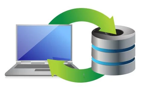 Server and laptop database backup concept illustration design over white Stock Illustration