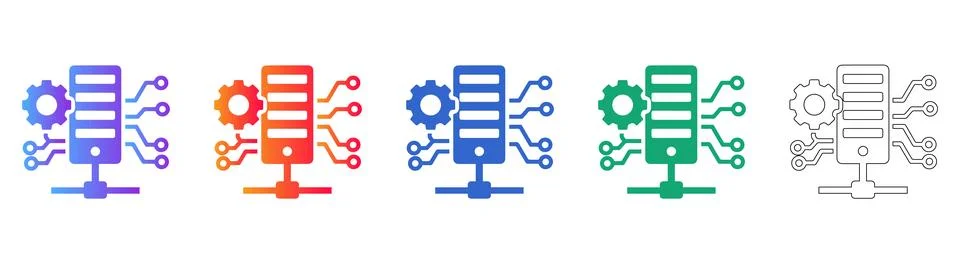 Server and Network Configuration Icons Illustrazione stock