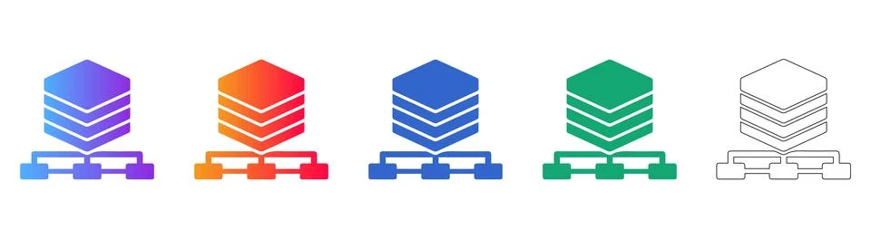 Server and Network Data Storage Icon Set Illustrazione stock