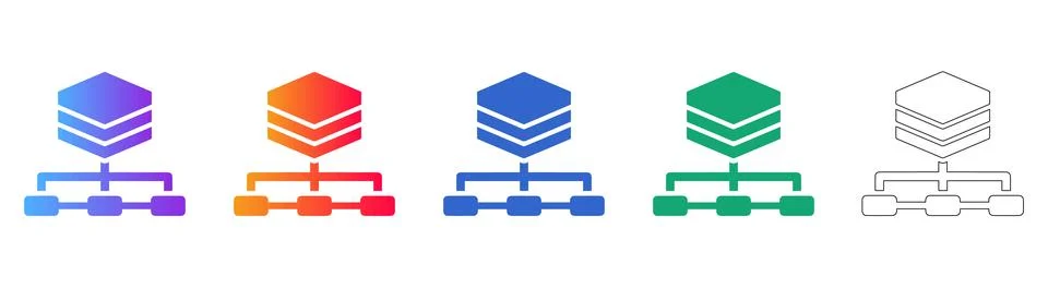 Server and Network Infrastructure Data Icons Stock Illustration