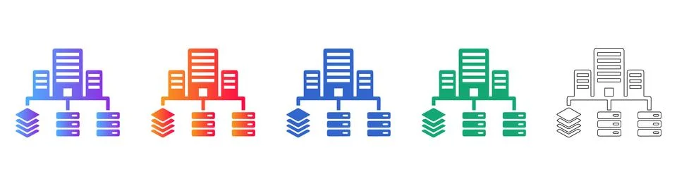 Server and Network Infrastructure Icon Set 스톡 일러스트