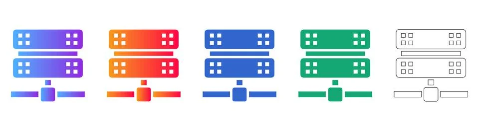 Server and Network Infrastructure Icons Set Stock Illustration