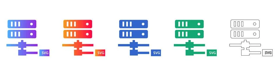 Server and Network Node Icon Set 스톡 일러스트