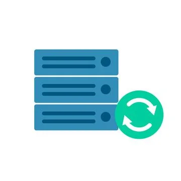 Server and sync icon. Data update. Vector. Stock Illustration