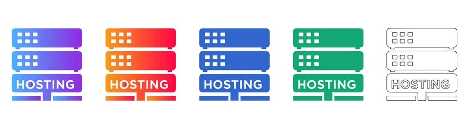 Server and Web Hosting Infrastructure Icon Set Stock Illustration