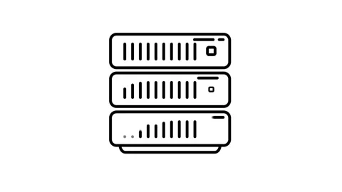 Server animated icon displaying cloud computing data rack outline Vídeo Stock 341962310