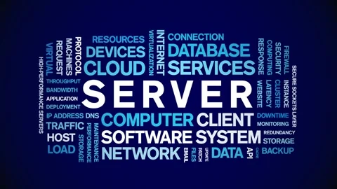 Server animated word cloud,animation tag kinetic typography seamless loop. Stock Footage 328023640