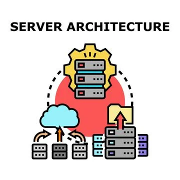 Server architecture concept illustrating data processing and storage Stock Illustration