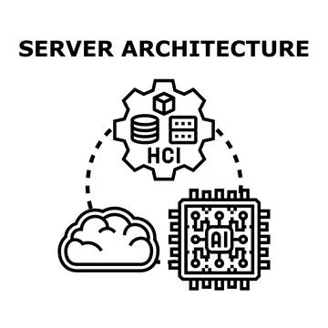 Server architecture concept with intelligent computing and cloud storage Stock-Illustration