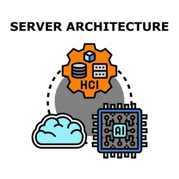 Server architecture concept with intelligent computing and cloud storage Stock-Illustration