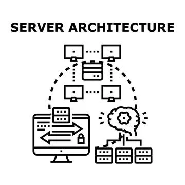 Server architecture organizing network computing system data イラスト素材