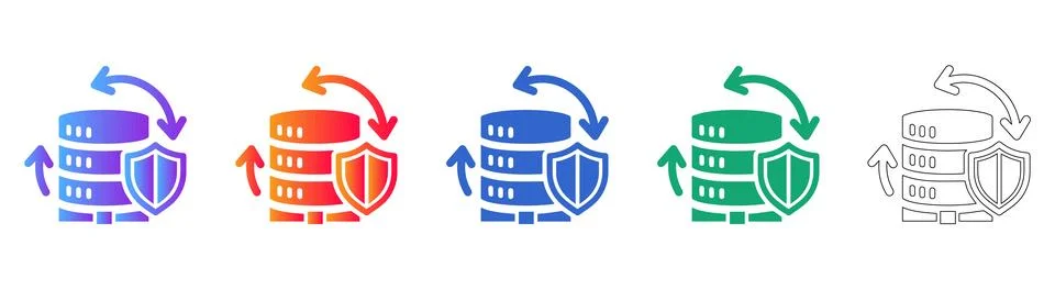 Server Backup and Security Icons Stock Illustration