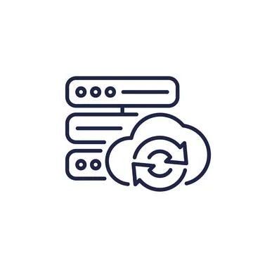 Server backup line icon with a cloud Stock Illustration