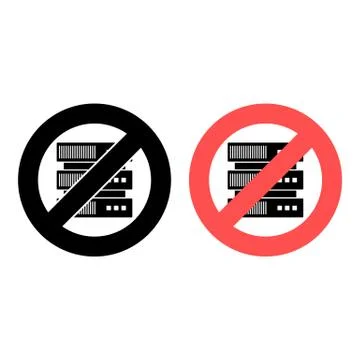 Server ban, prohibition icon. Simple glyph vector oftechnology for UI and UX, Ilustración de archivo