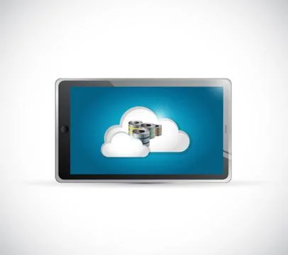 Server big data connection on a tablet. Stock Illustration