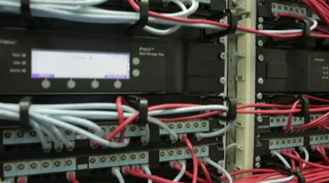 Server cabinets many wires 03 Stock Footage 44405615
