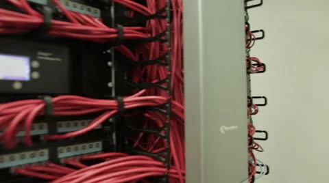 Server cabinets many wires Stock Footage 44405611
