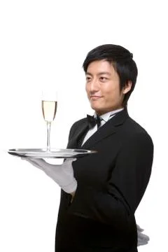 Server with Champange Stock Photos