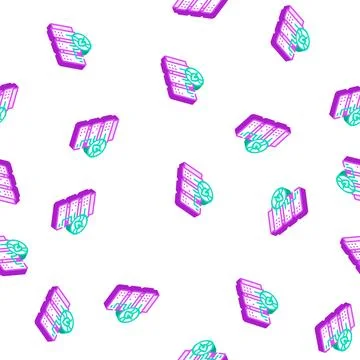 Server chia cryptocurrency isometric icon seamless pattern Illustrazione stock
