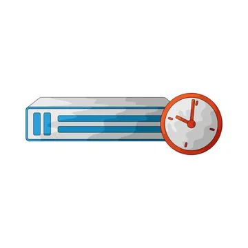 Server With Clock illustration 스톡 일러스트