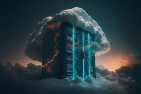 Server cloud data storage concept. Cloudscape digital online service for global Stock Illustration