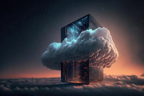 Server cloud data storage concept. Cloudscape digital online service for global Stock Illustration