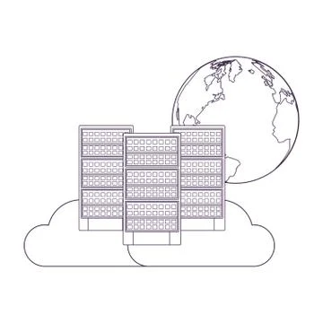 Server with cloud Stock Illustration