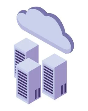 Server with cloud Illustrazione stock