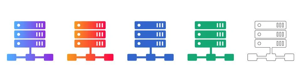 Server Cluster and Network Architecture Icons Illustrazione stock