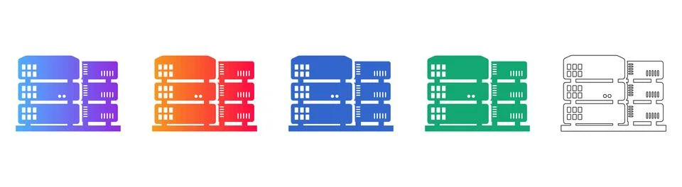 Server Cluster and Networking Hardware Icons Stock-Illustration