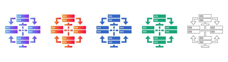 Server Cluster Network Flow Icons イラスト素材
