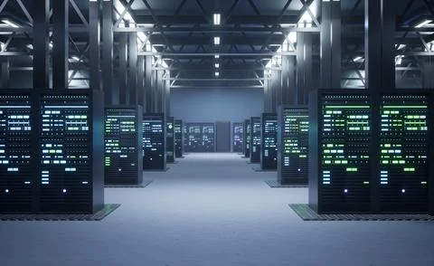 Server clusters in data center Stock Illustration