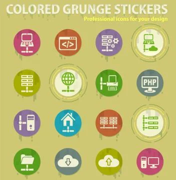 Server colored grunge icons 스톡 일러스트