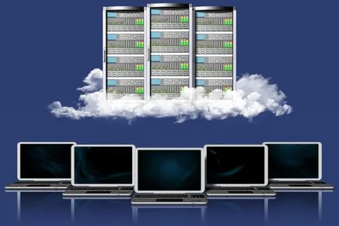 Server computer data - 3D illustration. 스톡 일러스트