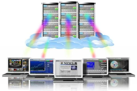 Server computer data - 3D illustration. 스톡 일러스트
