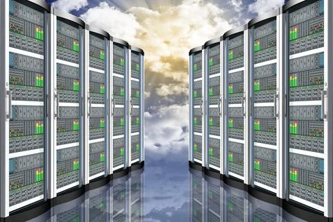 Server computer data - 3D illustration. Illustrazione stock