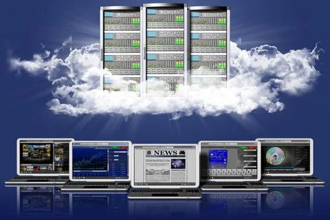 Server computer data - 3D illustration. Illustrazione stock