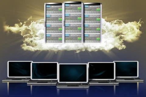 Server computer data - 3D illustration. 스톡 일러스트