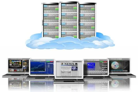 Server computer data - 3D illustration. 스톡 일러스트