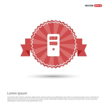 Server computer icon  - Red Ribbon banner Stock Illustration