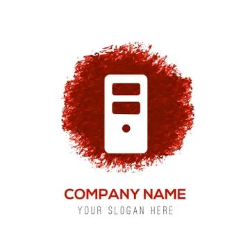 Server computer icon  - Red WaterColor Circle Splash Illustrazione stock